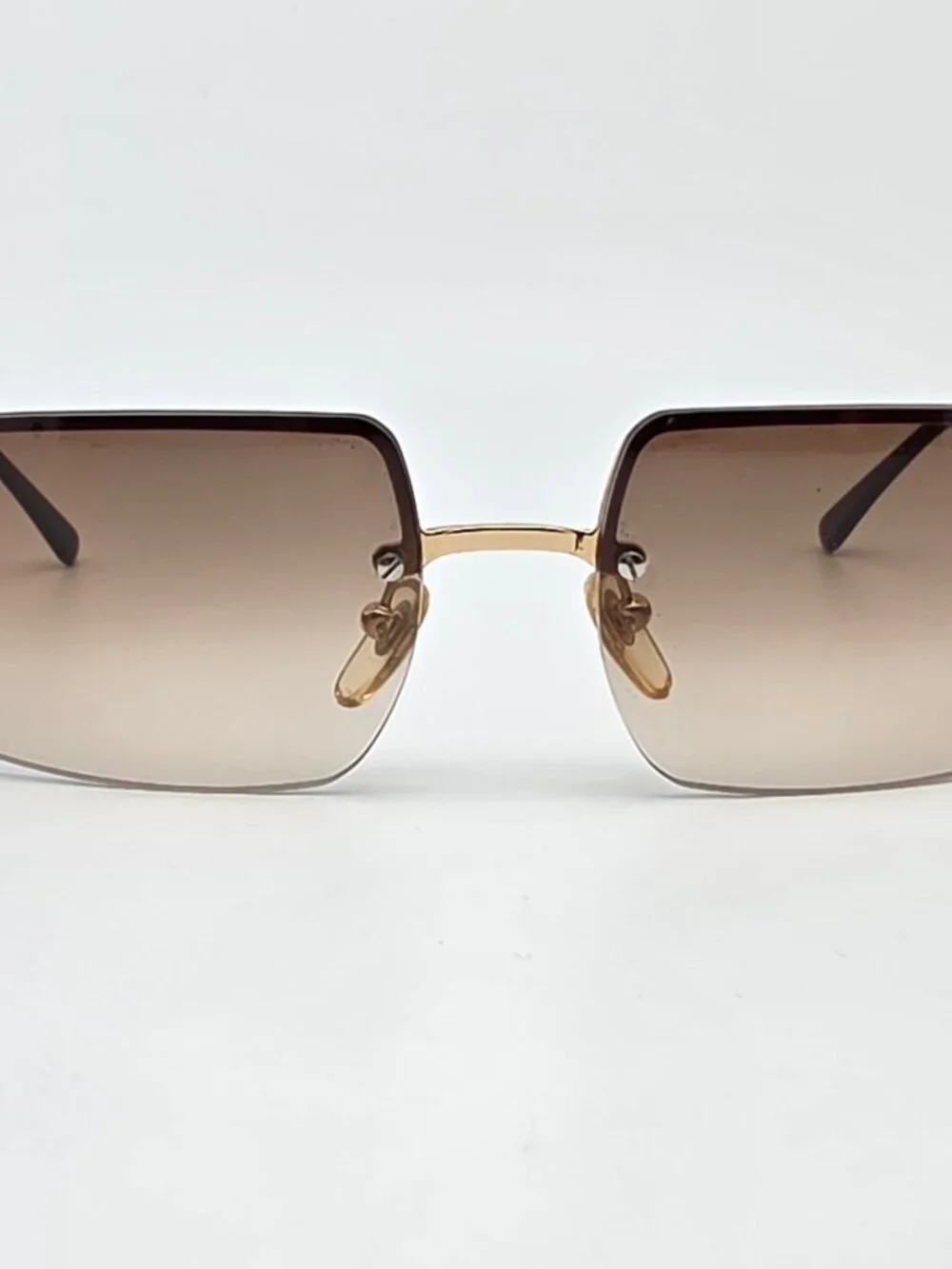 Giorgio Armani 1525 743 Gold Frame Brown Gradient Lens Semi Rimless Sunglasses
